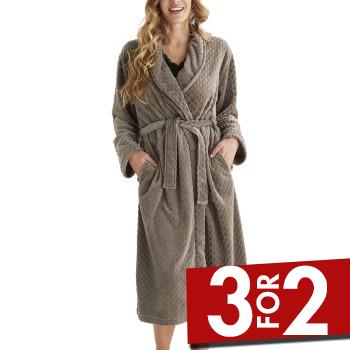 Damella Jaquard Fleece Robe Brun polyester Medium Dame