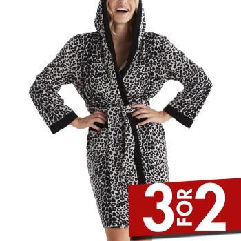 Damella Velour Leo Hoodie Robe Leopard Large Dame