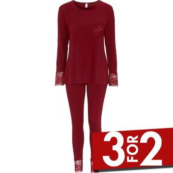 Se Damella Viscose Plain Pyjamas Set Vinrød  viskose XX-Large Dame ved Timarco