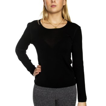 Se Damella Wool Long Sleeve Top Sort uld Small Dame ved Timarco