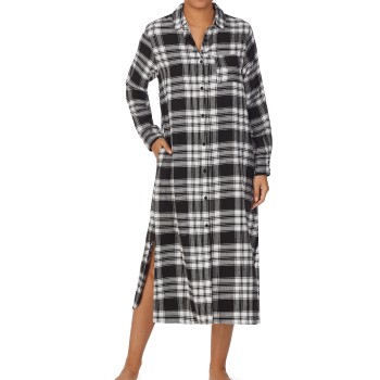 DKNY Just Checking In Maxi Sleepshirt Long Sleeve Sort/Ternet X-Small Dame