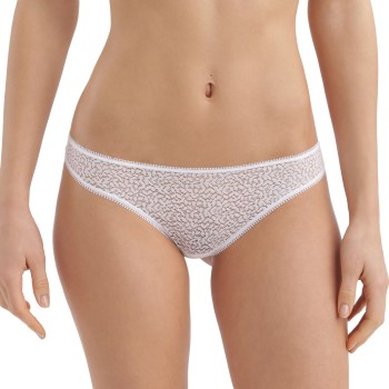 DKNY Trusser Modern Lace Trim Thong Hvid nylon Large Dame