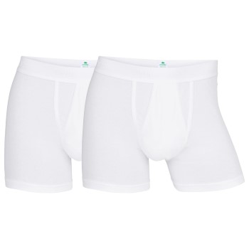 Dovre 2P Organic Cotton Boxer With Fly Hvid økologisk bomuld Small Herre