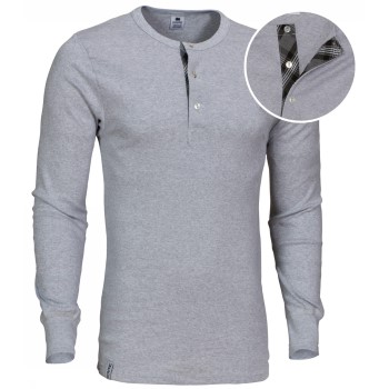 Dovre Organic Cotton Grand Dad Rib Shirt Grå økologisk bomuld Medium Herre