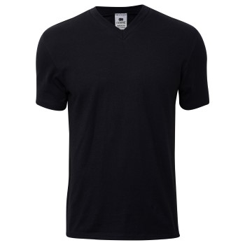 Dovre Single Jersey  V-neck T-Shirt Sort bomuld Large Herre