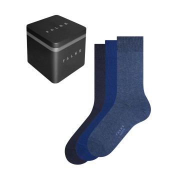 Falke KGaA Falke Strømper 3P Happy Socks Gift Box Marine/Blå Str 39/42 Herre