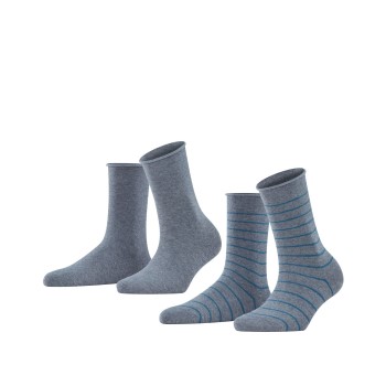 Falke KGaA Falke Strømper 2P Women Happy Stripe Socks Grå Str 39/42 Dame