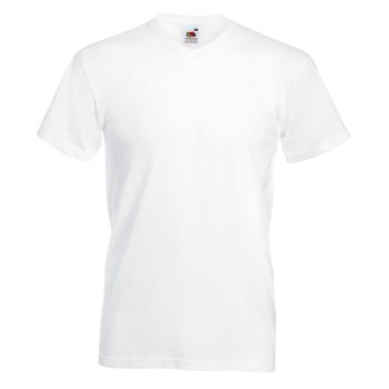 Se Fruit of the Loom Valueweight V-neck T Hvid bomuld Medium Herre ved Timarco