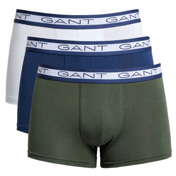 Gant 3P Basic Cotton Trunks Blå/Grøn bomuld Large Herre