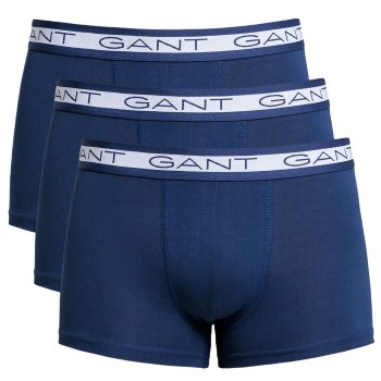 Gant 3P Basic Cotton Trunks Marineblå bomuld Small Herre