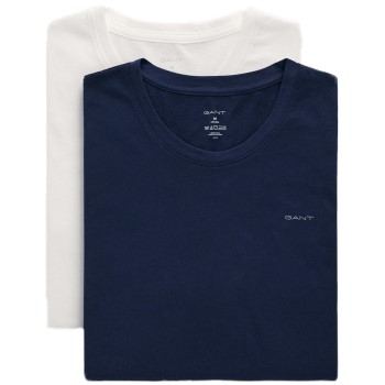 Gant 2P Basic Crew Neck T-Shirt Hvid/Marine bomuld Large Herre