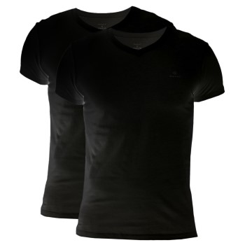 Se Gant 2P Basic V-Neck T-Shirt Sort bomuld Large Herre ved Timarco