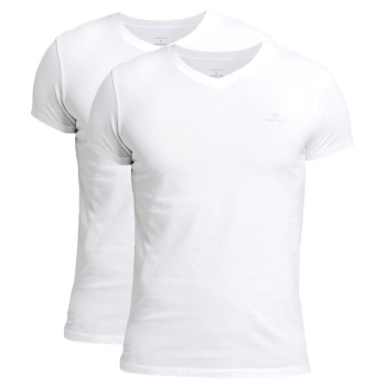 Gant 2P Basic V-Neck T-Shirt Sort/Hvid bomuld Small Herre