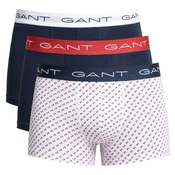 Gant 3P Cotton Stretch Print Trunks Hvid/Marine bomuld X-Large Herre