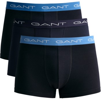 Gant 3P Cotton Trunks Sort/Blå bomuld Large Herre