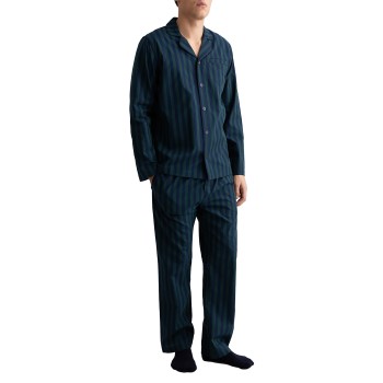 Se Gant Woven Cotton Stripe Pajama Set Blå/Grøn bomuld X-Large Herre ved Timarco