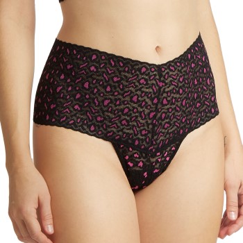 Hanky Panky Trusser Cross Dyed Leopard Retro Thong Sort/Rosa One Size Dame