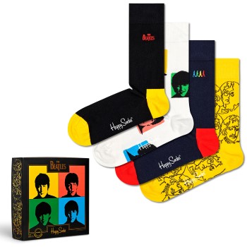 Happy socks Strømper 4P The Beatles Gift Box Sort bomuld Str 36/40