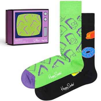 Happy socks Strømper 2P The Simpsons Gift Set Sort/Grøn bomuld Str 41/46