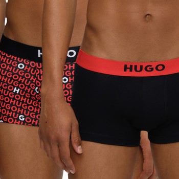 HUGO 2P Brother Trunk Sort/Rød bomuld Large Herre