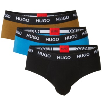 HUGO 3P Triplet Brief Sort/Blå bomuld Medium Herre