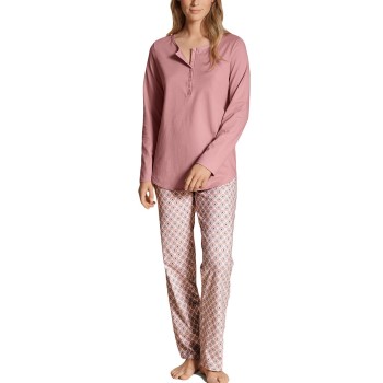 Calida Lovely Nights Pyjama Button Tab Rosa Mønster  bomuld Small Dame