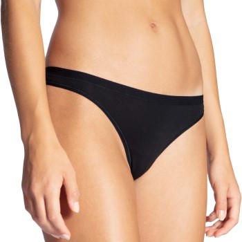 Calida Trusser Natural Comfort Thong Sort bomuld Medium Dame