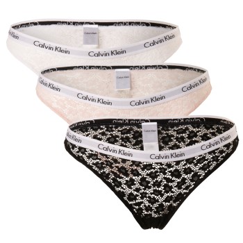 Calvin Klein Trusser 3P Carousel Lace Core Brazilian Sort/Rosa polyamid Medium Dame