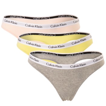 Calvin Klein Trusser 3P Carousel Thongs Rosa/Gul bomuld Large Dame