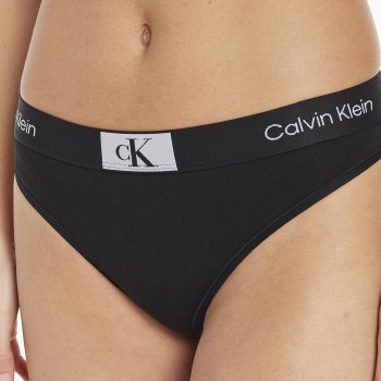 Calvin Klein Trusser CK96 Cotton Thong Sort bomuld Small Dame