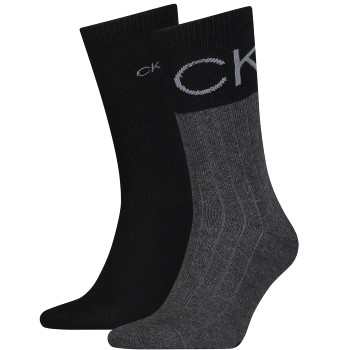 Calvin Klein Legwear Calvin Klein Strømper 2P Colorblock Rib Socks Sort/Grå One Size Herre