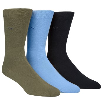 Calvin Klein Legwear Calvin Klein Strømper 3P Eric Cotton Flat Knit Socks Blå/Grøn Str 40/46 Herre