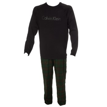 Se Calvin Klein Holiday PJ Flannel LS Pant Set Sort/Grøn bomuld X-Large Herre ved Timarco