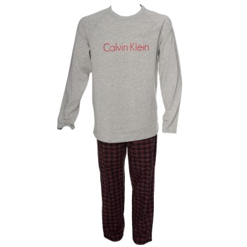 Se Calvin Klein Holiday PJ Woven LS Pant Set Grå/Rød bomuld X-Large Herre ved Timarco