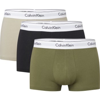 Calvin Klein 3P Modern Cotton Stretch Trunk Sort/Grøn bomuld Small Herre