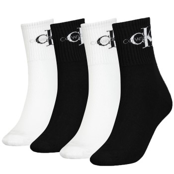 Calvin Klein Legwear Calvin Klein Strømper 4P Monogram Socks Gift Box Sort/Hvid One Size Dame