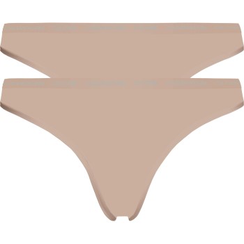 Calvin Klein Trusser 2P One Cotton Stretch Plus Thong Beige bomuld X-Large Dame