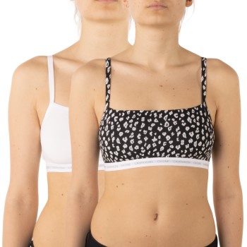 Calvin Klein Bh 2P One Cotton Unlined Bralette Sort/Hvid X-Large Dame