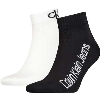 Calvin Klein Legwear Calvin Klein Strømper 2P Quarter Logo Socks Sort/Hvid One Size Herre