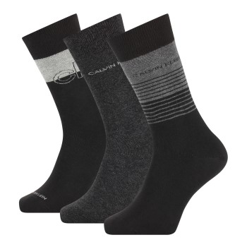 Calvin Klein Legwear Calvin Klein Strømper 3P Sawyer Crew Sock Sort/Grå Str 40/46 Herre