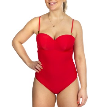 Calvin Klein Structured Bandeau One Piece Rød Small Dame