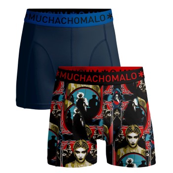 Muchachomalo 2P Cotton Stretch Smooth Criminal Boxer Sort Mønster bomuld Medium Herre