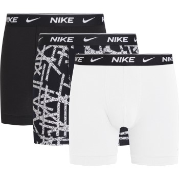 Nike 3P Everyday Cotton Stretch Boxer Brief Sort/Hvid bomuld Large Herre