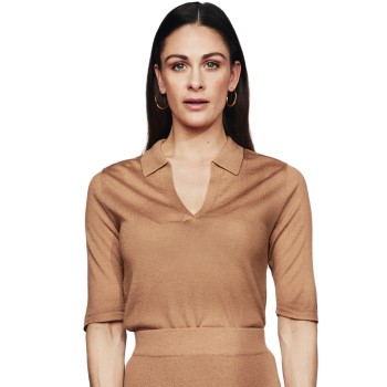 Pierre Robert X Jenny Skavlan Wool Pique Top Kamel Medium Dame