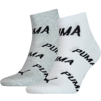 Puma Strømper 2P BWT Quarter Sock Hvid/Grå Str 43/46