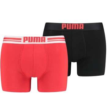 Puma 2P Everyday Placed Logo Boxer Sort/Rød bomuld Large Herre