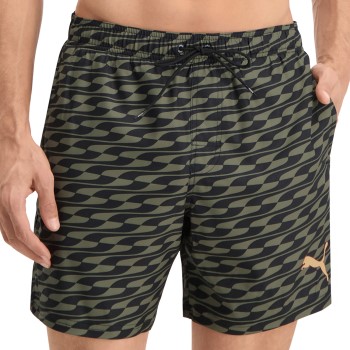 Puma Badebukser Formstrip Mid Swim Shorts Grøn Mønster polyester Small Herre