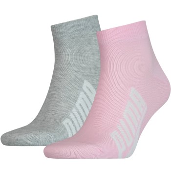 Puma Strømper 2P Lifestyle Quarter Sock Rosa/Grå Str 35/38