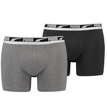 Puma 2P Men Multi Logo Boxer Grå/Mørkegrå bomuld X-Large Herre