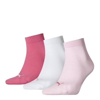 Puma Strømper 3P Quarter Socks Rosa/Hvid Str 39/42